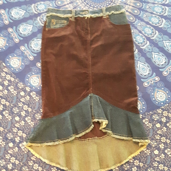 size 25 Buffalo denim corduroy asymmetrical skirt - Picture 6 of 12